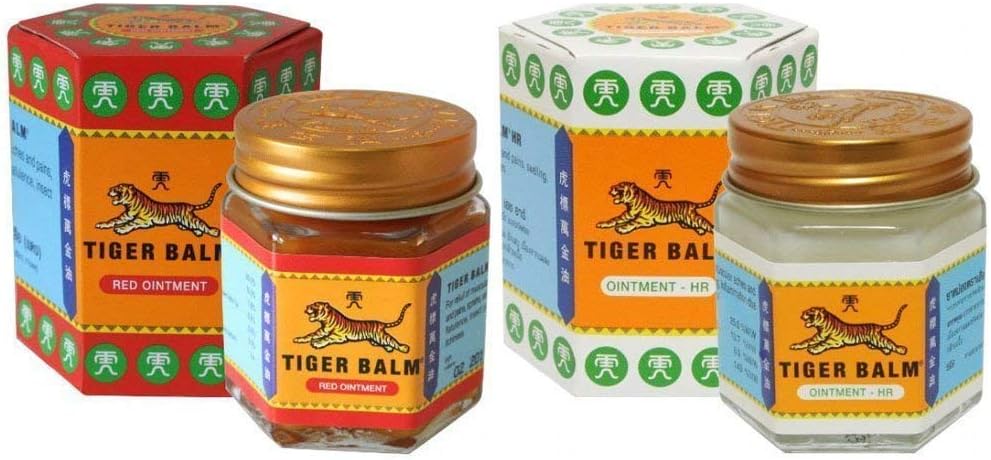 2 x19.4g TIGER BALM RED WHITE Herbal Massage ointment Pain Relief Muscle Menthol