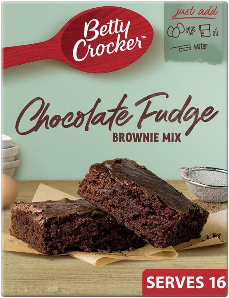 Betty Crocker Chocolate Fudge Brownie Baking Mix Pack of 415g Instant Moist Gooey Cake Pie Dessert 20x20cm Serves 16 with Welari Thank You Card | (1pack) (415g)
