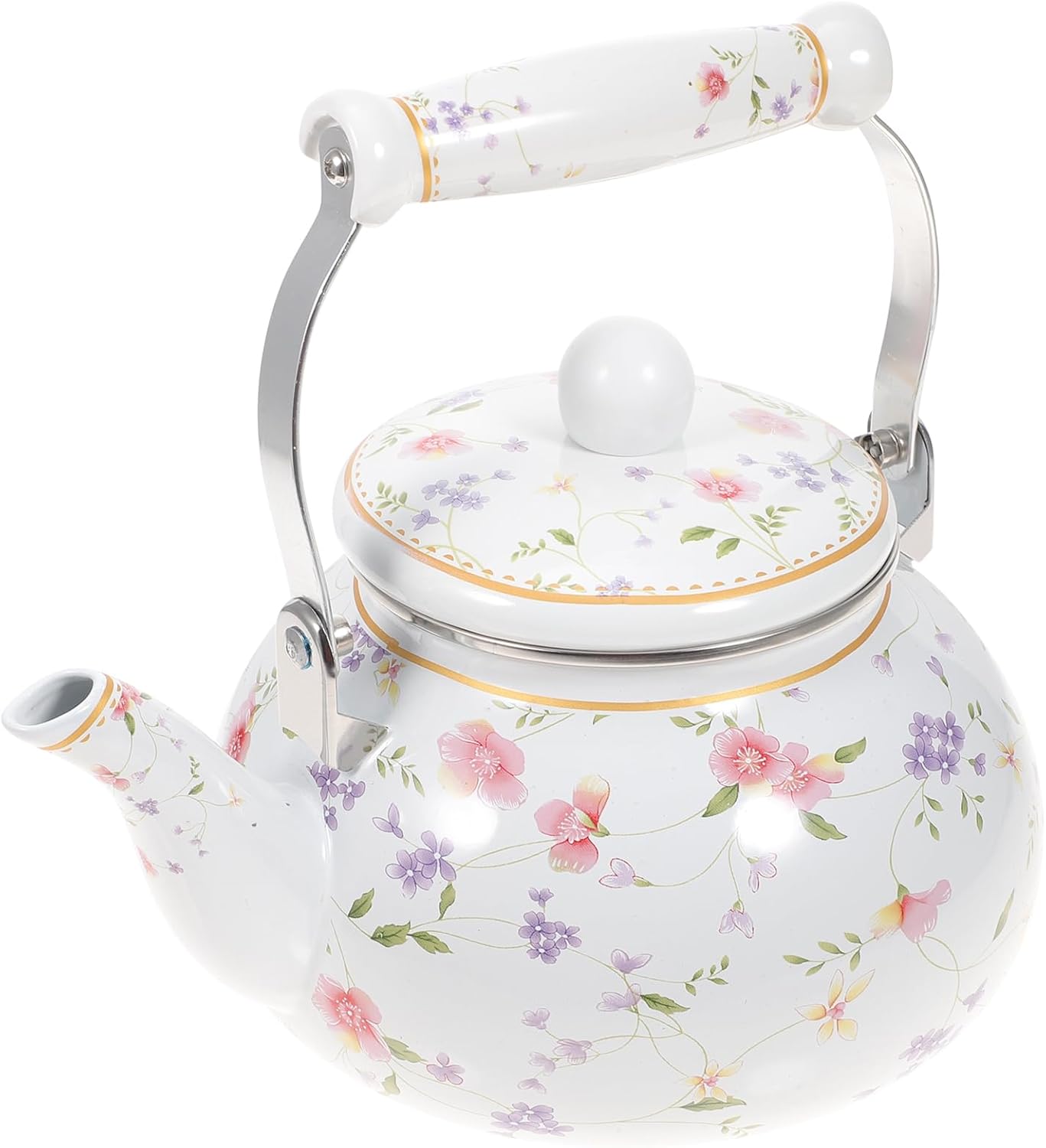 DOITOOL Enamel Tea Kettle 2.5L Vintage Floral Teakettle for Stovetop, Colorful Water Tea Kettle, Enamel on Steel Teapot with Filter and Cool Touch Stovetop Tea Kettle for Hot Water
