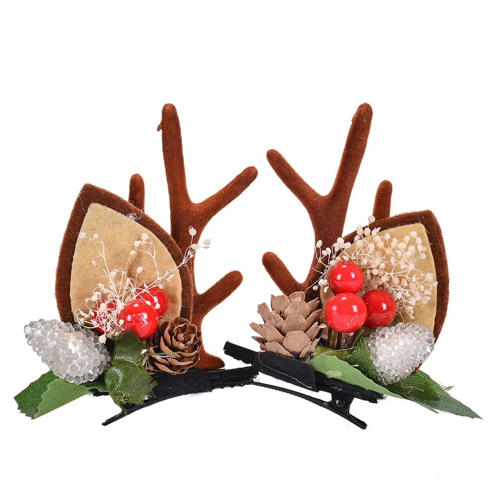LATEEFAH Halloween Deer Reindeer Antlers Headband Cute Deer Ears Reindeer Hair Clips Beauty Headdresses Pine Cone Hair Accessories for Women