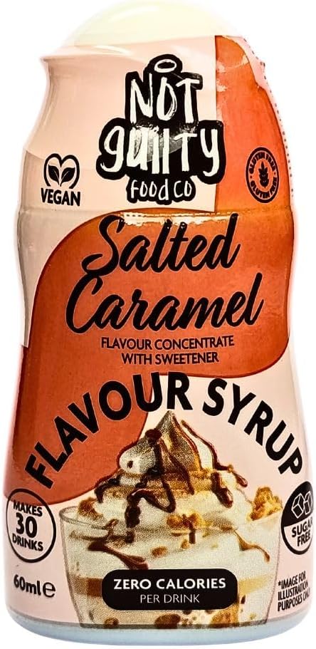 Not Guilty Zero Calorie Barista Salted Caramel Syrup Concentrate 60ml x 1, Sugar & Fat Free, Vegan Sweetener - Perfect for SkinnyCoffees and Shakes with Welari Thank You Card | (1 Pack)