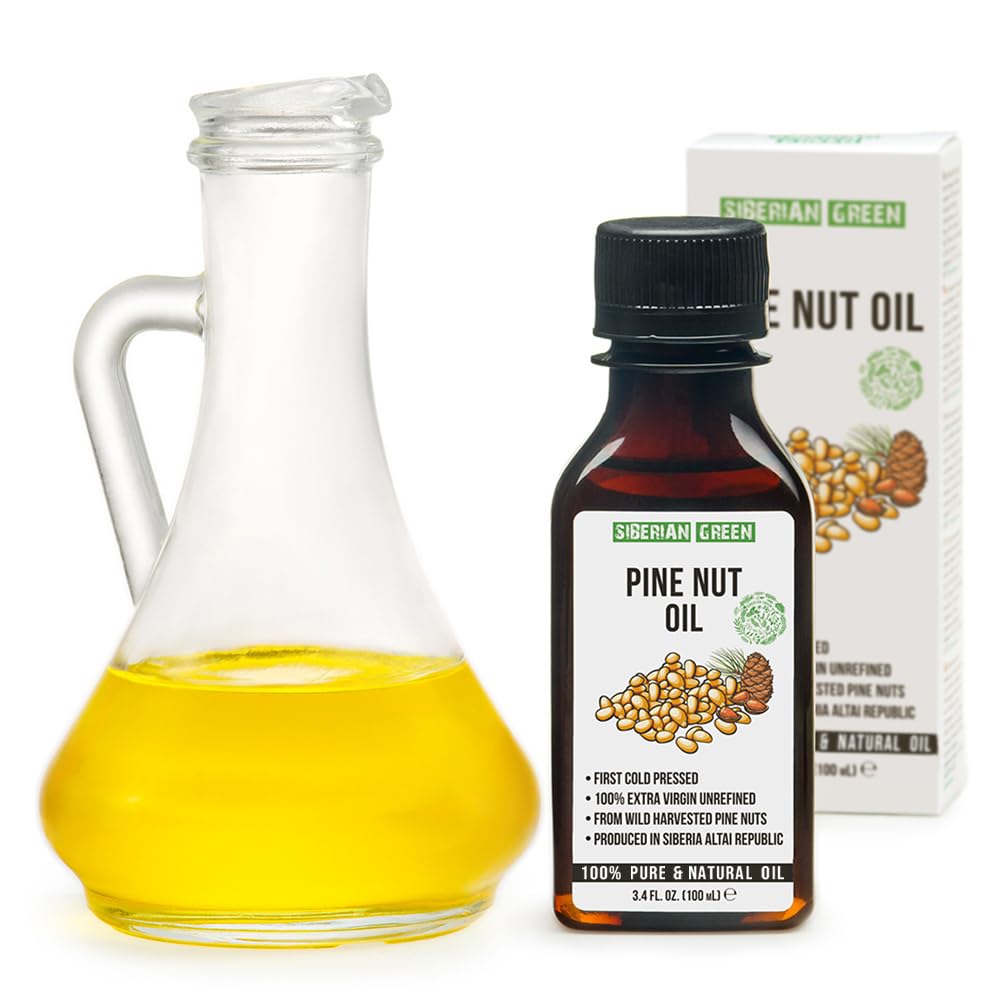 Siberian Pine Nut Oil | 100% Natural Extra Virgin Cold Pressed 100 ml / 3.4 fl oz | Unrefined Raw No-GMO Vegan | Exclusive Healthy Diet Food Grade
