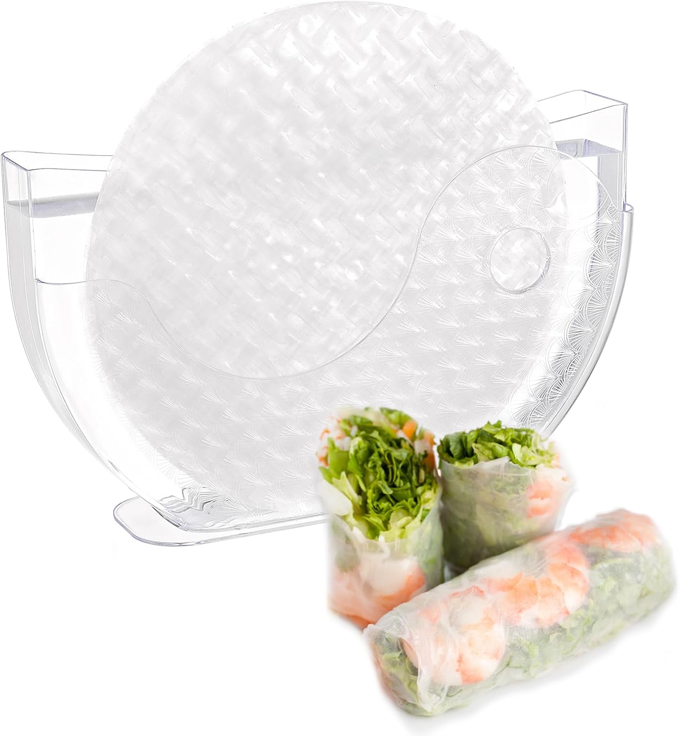 Rice Paper Bowl Holder with Side Pocket for Rice Paper Wrappers and Summer Rolls Maker - Banh Trang Holder