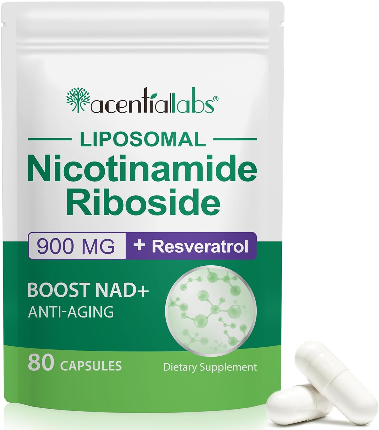 NAD Supplement NAD Nicotinamide Riboside 900mg Boost NAD+ Support Cellular Energy & Anti-Aging Vegan Safe, Non-GMO (80PCS)