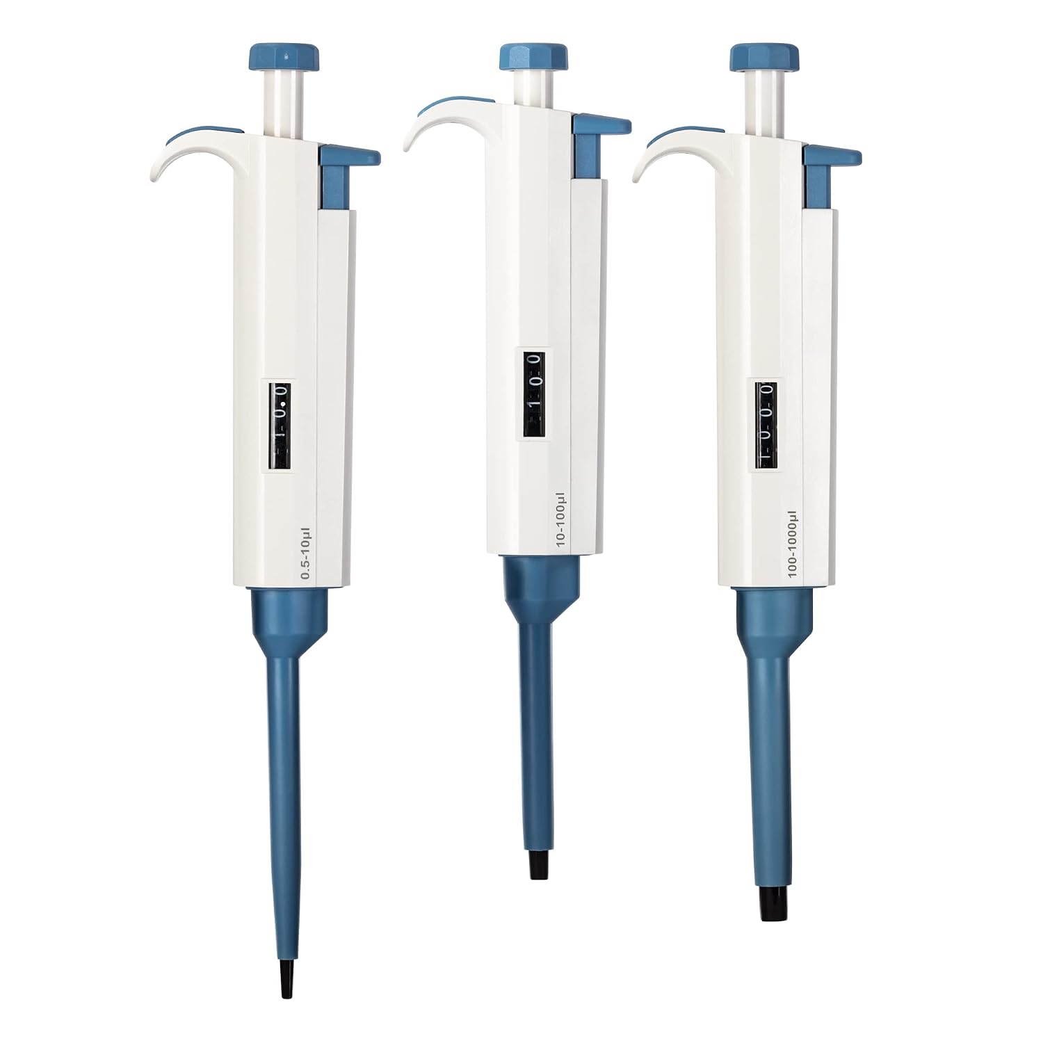 Micropipette kit 0.5-10ul 10-100ul 100-1000ul Adjustable Single Channel Pipette, 3 Pieces (SC Pipettors-3pcs)