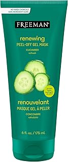 Freeman Renewing Peel-Off Gel Mask, Cucumber Peel-Off Face Mask, Aloe Calms Irritation & Hydrates, Facial Mask For All Skin Types, Cruelty-Free, No Harsh Chemicals, 6 fl. oz./175 ml Tube, 1 Count