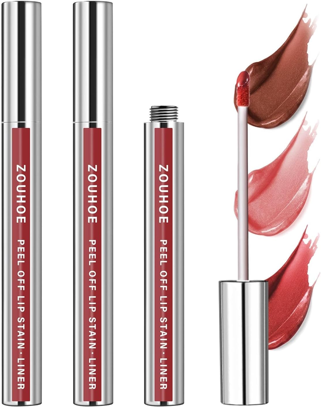 Peel Off Lip Stain Set – 3 Colors Long Lasting Lip Tint, Smudge-Proof, Transfer-Proof, Kiss-Proof, Vegan Lip Makeup Gift for Her