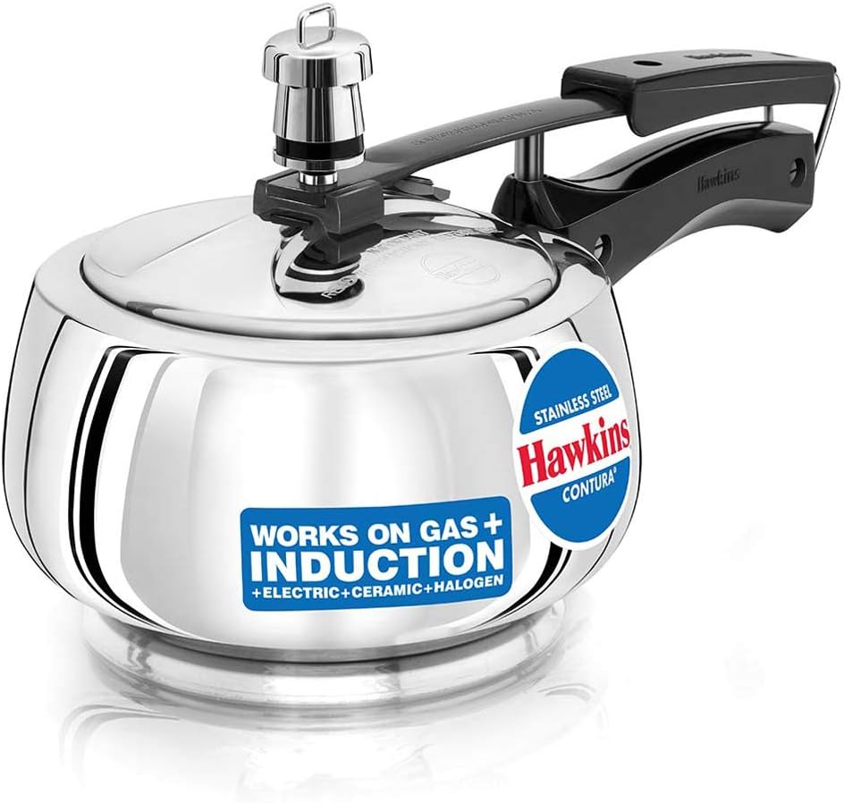Hawkins Stainless Steel Contura Induction Compatible Inner Lid Pressure Cooker, 1.5 Litre, Silver (SSC15)