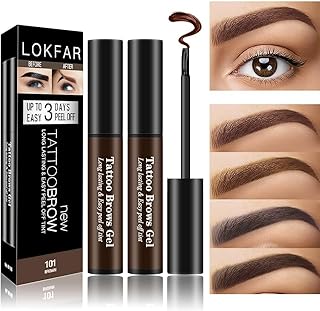 2 Pcs Peel Off Tattoo Eyebrow Gel Set, Natural Color Eye-Brow Gel Long-Lasting Waterproof Eyebrow Tattoo, Easy Peel Off Eyebrow Brow Tattoo Makeup -Up To 3 Days (Brown)