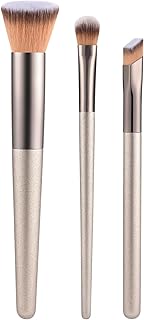 Foundation Brush XMOSNZ Flat Top Kabuki Foundation Brush for Liquid Makeup,3PCS Makeup Brushes for Cream,Powder,Blending,Buffing and Stippling,Professional Face Brush