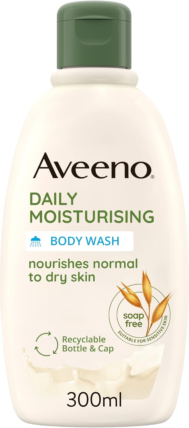 Aveeno Daily Moisturising Body Wash, With Soothing Oat, Suitable For Sensitive Skin, Gently Cleanses and Nourishes, Soap-Free, Lightly Scented, 300ml