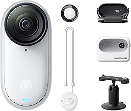Insta360 GO 3S - 128 GB White 4K Tiny Portable Vlogging Camera, Hands-Free POVs, Mount Anywhere, Stabilization, 140 Min Battery Life, 10m Waterproof, Apple Find My, Pet POV