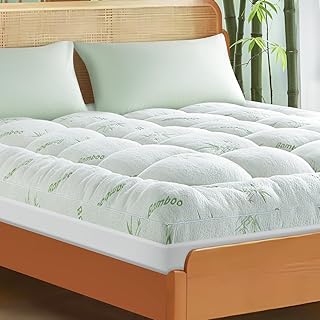 Shilucheng Cooling Bamboo_ Queen Mattress Topper, Extra Thick Down Alternative Fill Washable, Soft Mattress pad for Back Pain, Bed Mattress Topper with 8-21" Deep Pocket(60"x80")