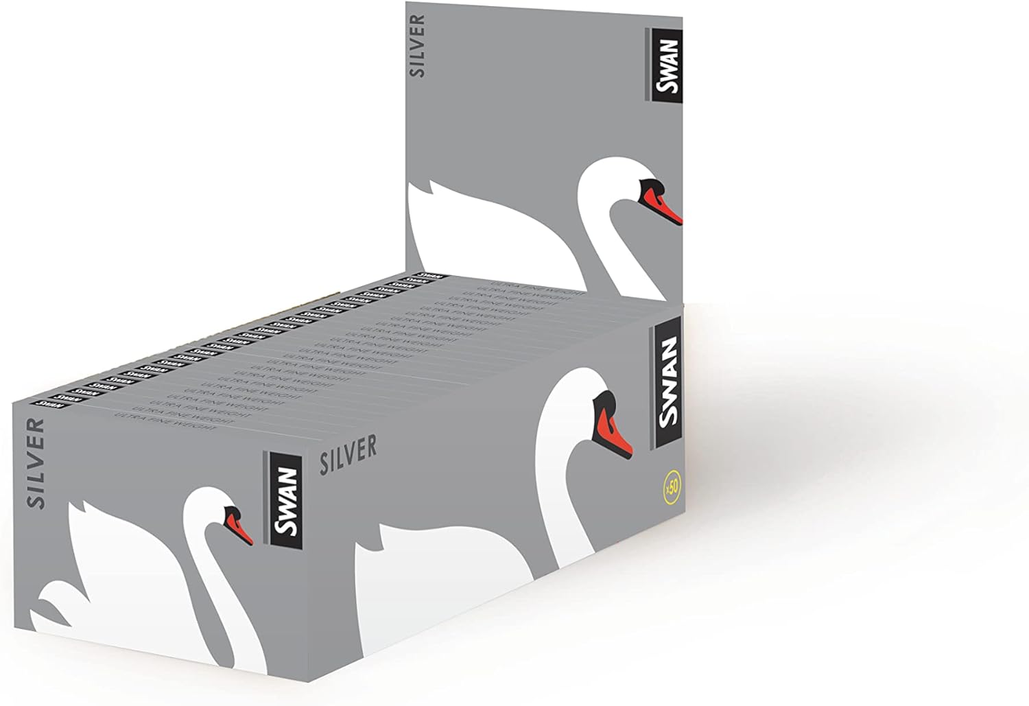 Full Box of SWAN REGULAR SIZE Rolling Papers (SWAN Silver Regular - 50 Pack)