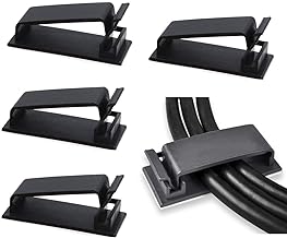 SOULWIT 50Pcs Self Adhesive Cable Management Clips, Cable Organizers Wire Clips Cord Holder for TV PC Ethernet Cable under Desk Home Office (Black)