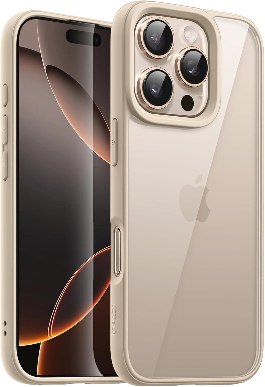 JETech Case for iPhone 16 Pro Max 6.9-Inch, Shockproof Phone Bumper Cover, Solid Color Matte TPU Frame, Anti-Scratch Clear Back (Desert Titanium)