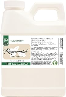 16 fl oz - Peppermint Essential Oil 100% Pure, Uncut, 16 fl oz - GreenHealth