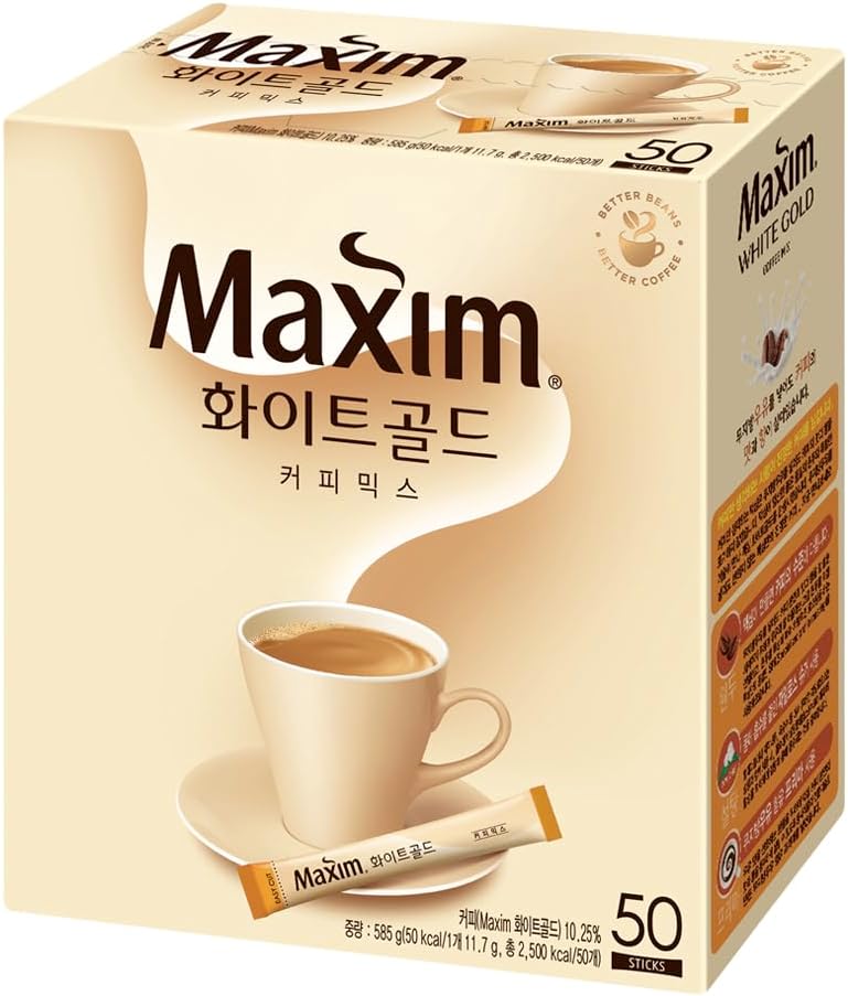 Dongsuh Maxim White Gold Coffee Mix Korean Instant Coffee (11.7g*50 Sachets) 585g