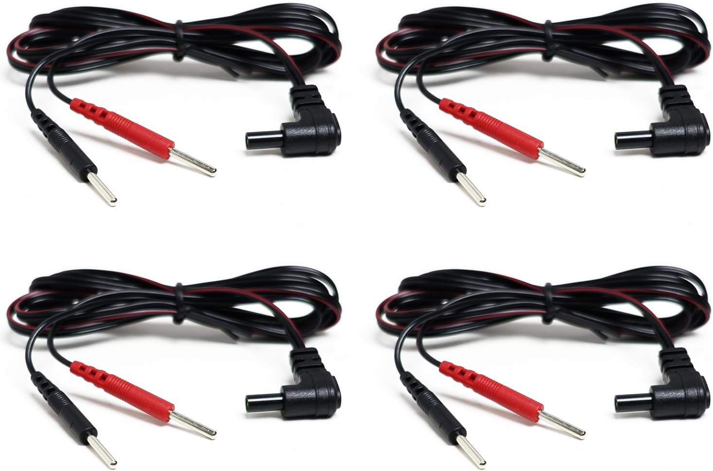 4Pack Lead Wires for TENS, Flexible 2.35mm Electrode Cables with 2mm Pin Connectors Compatible with TENS Electronic Therapy Machines