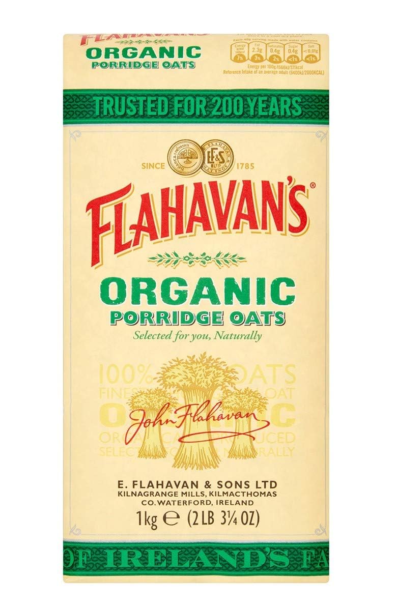 Flahavan's Organic Porridge Oats | 100% Wholegrain Rolled Oats | Trusted For Over 200 Years | Product of Ireland | 2.2 Lbs (1kg)