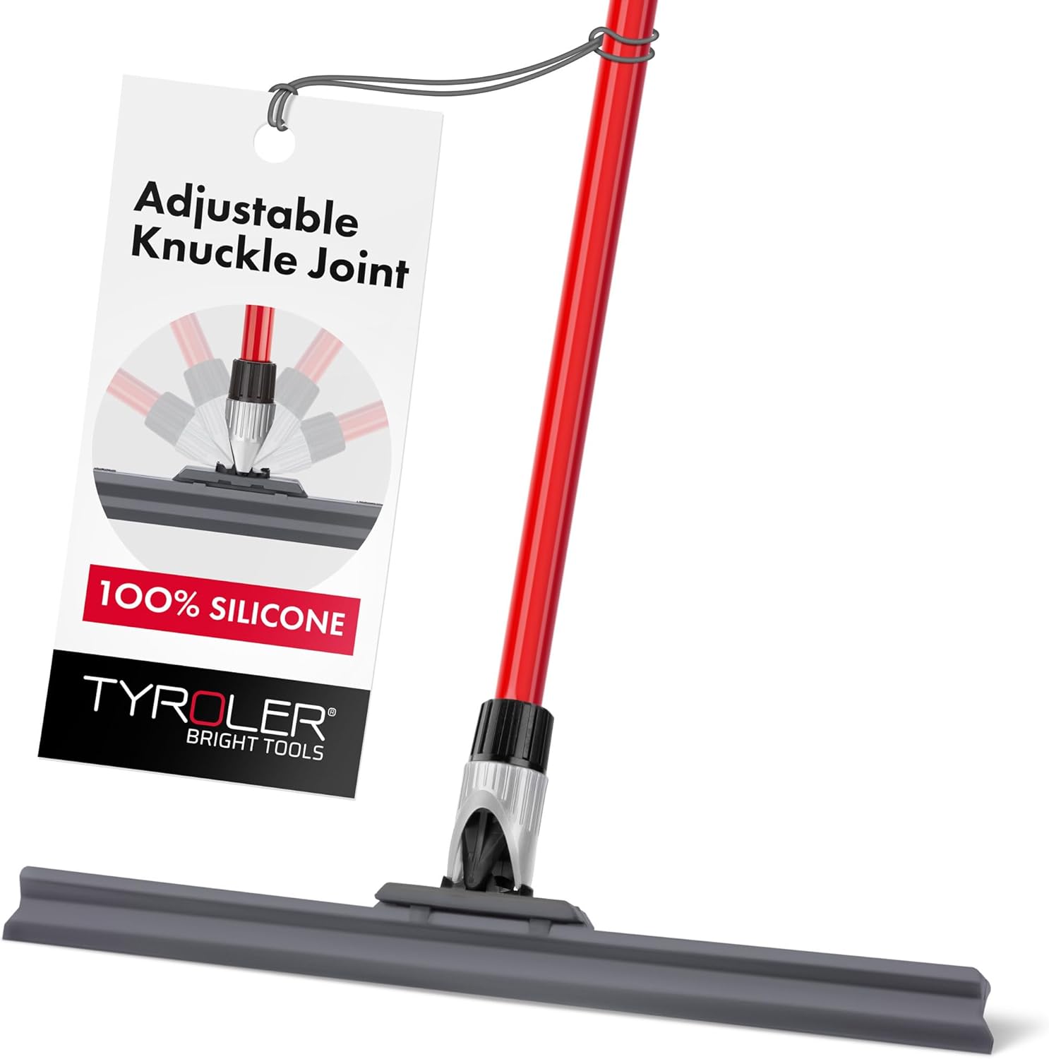 Tyroler Wet Room Floor Squeegee Heavy Duty | 45cm Knuckle Joint Head 100% Silicone | 4-Part 140cm Long Handle Squeegee | Ideal for Any Surface | Bathroom & Shower Squeegee | Squeegee Mop for Floors