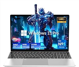 15.6" Laptop Computer, 16GB RAM, 512GB SSD, FHD 1920x1080, Quad-Core Intel 12th Gen N95 Processor, Traditional Laptops, Backlit Keyboard,HD Camera, Fingerprint Reader Unlock Silver
