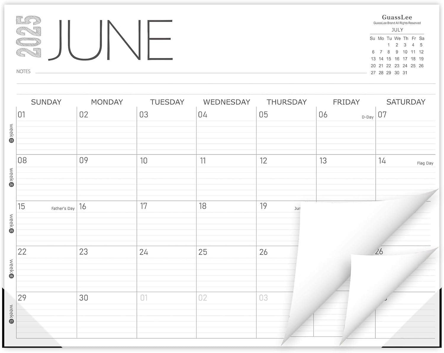 GuassLee Desk Calendar 2025, 12-Month Desk Calendar from June. 2025 to May. 2026, 14" X 11" Monthly Desk Planner, Table Desk Top Calendar with Thick Paper for Office Home Planning & Organizing