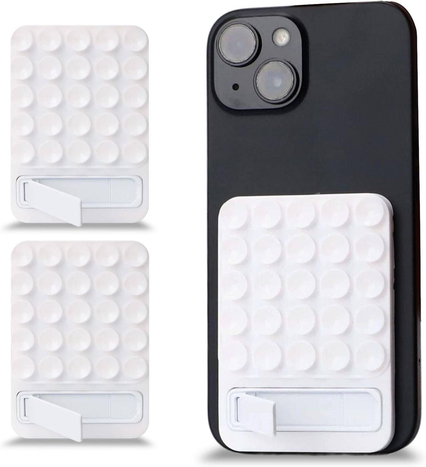 2PCS Octobuddy with Phone Holder,Sticky Phone Grip with Higher Suction Power,Sticky Pad Grip Great for Makeup Cooking Working or Streaming (white)