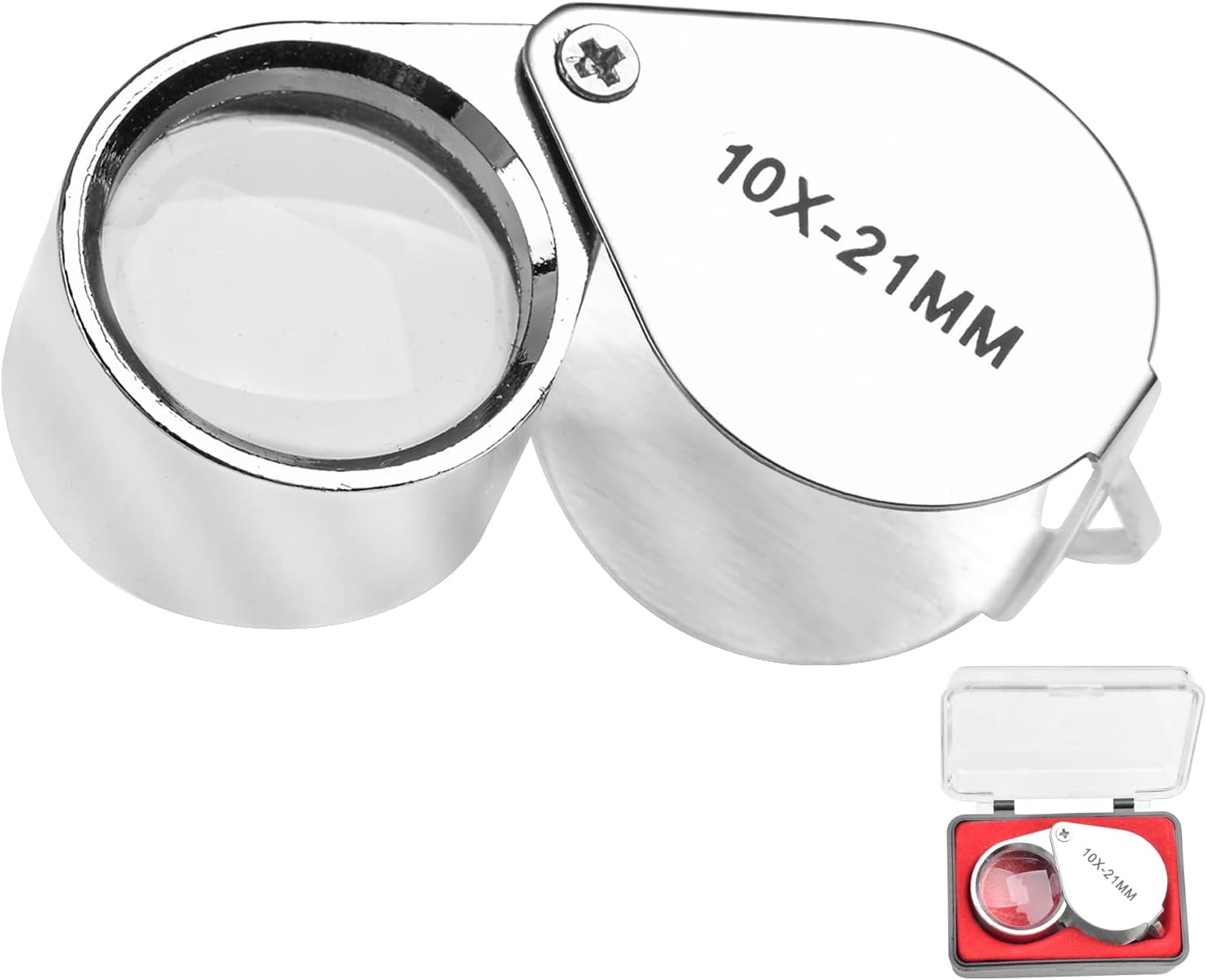 CUNTAUK Jewellers Loupe Magnifying Glass, 10X Handheld Magnifier Jewelers Loupes Magnifying Glasses with Case Applied to Science Reading Books Newspaper Insects Hobby Observation (10X)