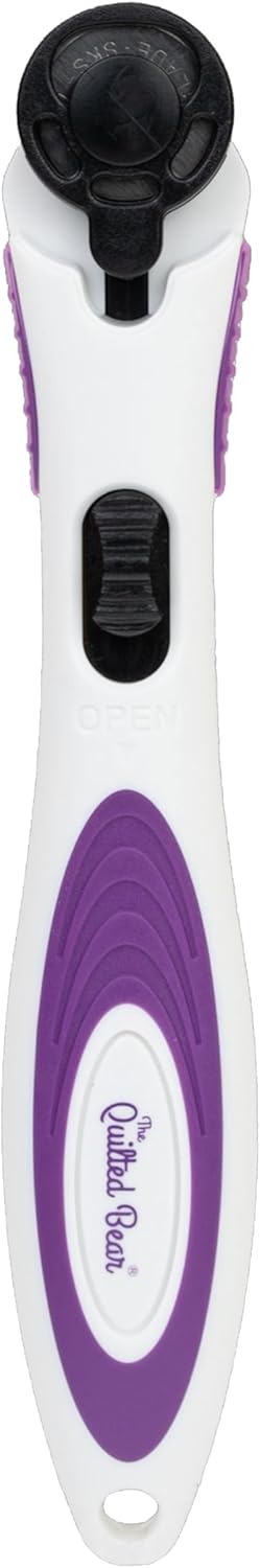 The Quilted Bear Rotary Cutter - Ergonomic Soft Grip Rotary Cutter for Fabric with Sharp Cutting Blade & Easy Blade Replace System (18mm Cutter)