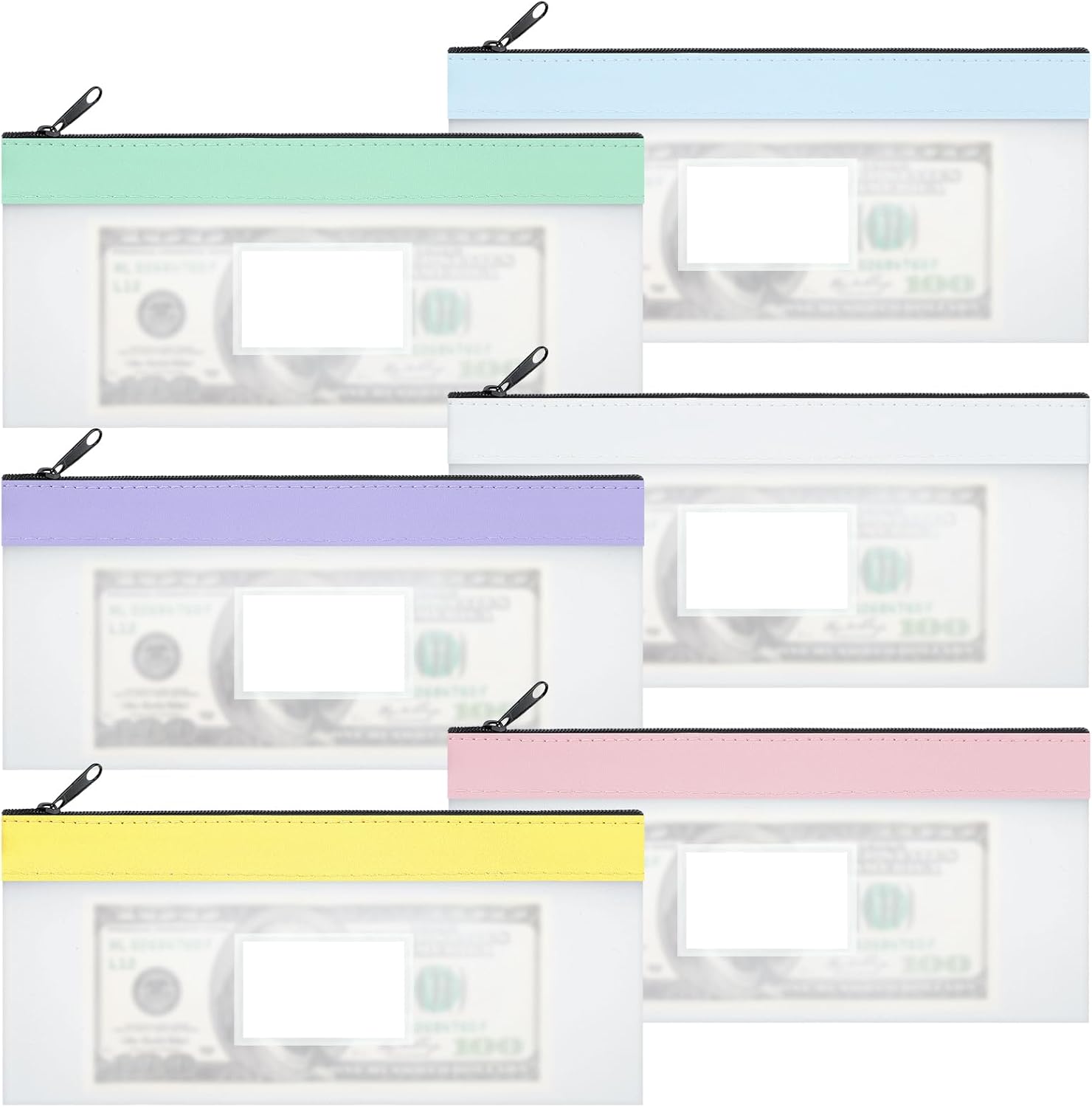 6 PCS Money Wallet for Cash, 20 * 10cm Money Bags with Slot Money Pouch Clear Cash Envelopes for Cash Check Receipt Organizer