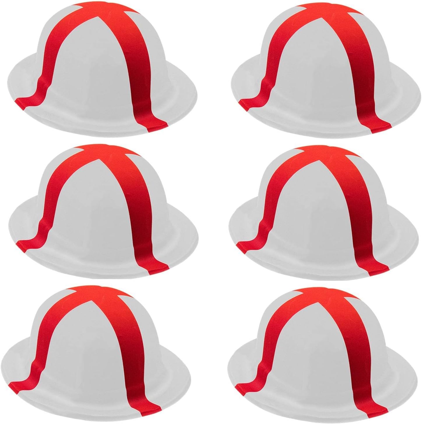 SHATCHI 6Pcs English St Georges Flag Bowler Hat – England Flag Fancy Dress Accessory for Sporting Events, Street Parties, Festivals and Celebrations Football, Cricket, Euro Cup White
