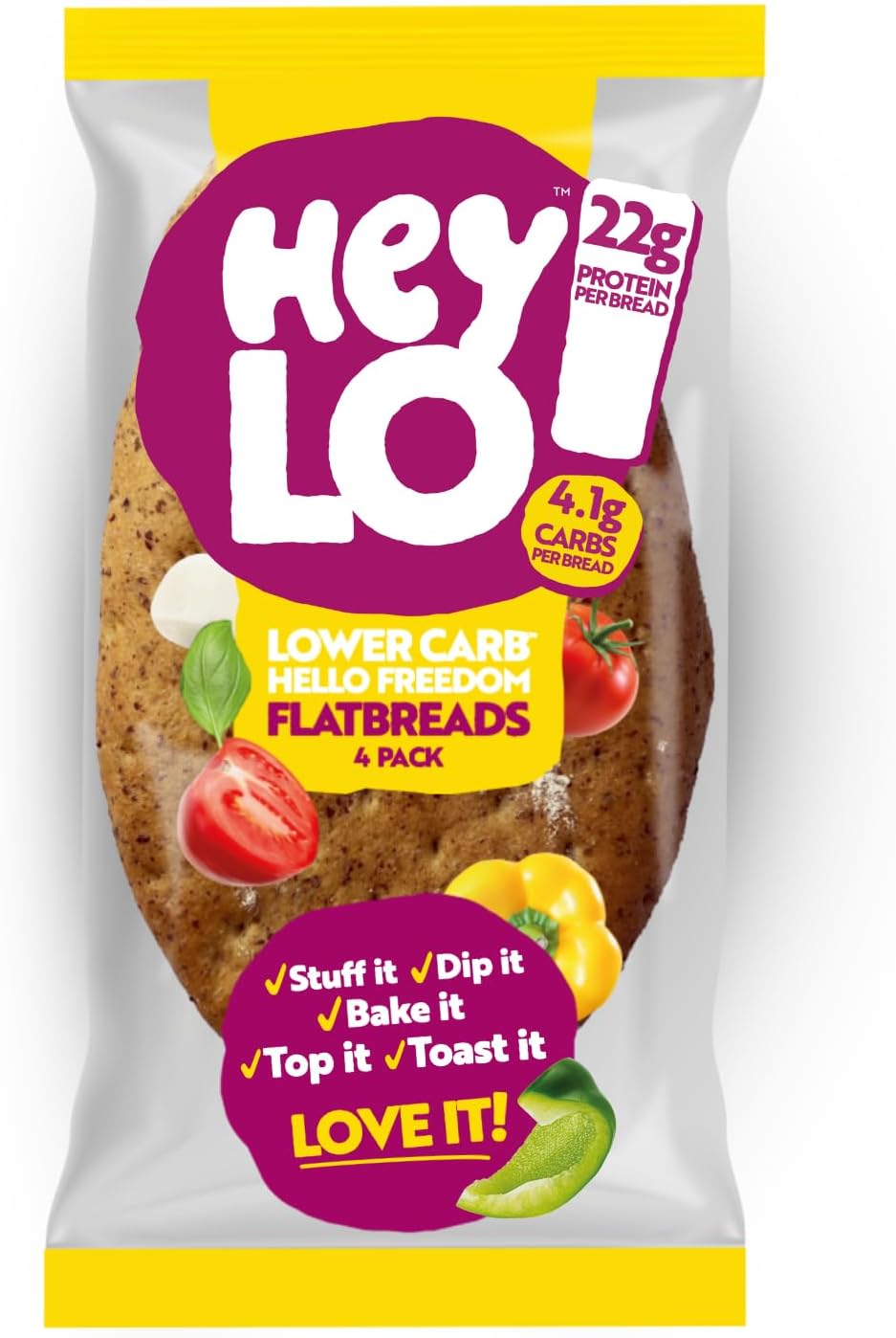 Heylo Low-Carb Keto Flat Bread Pizza Bases - 4.1 Carbs Per Pizza - 4 x 70g Keto Pizza Bases