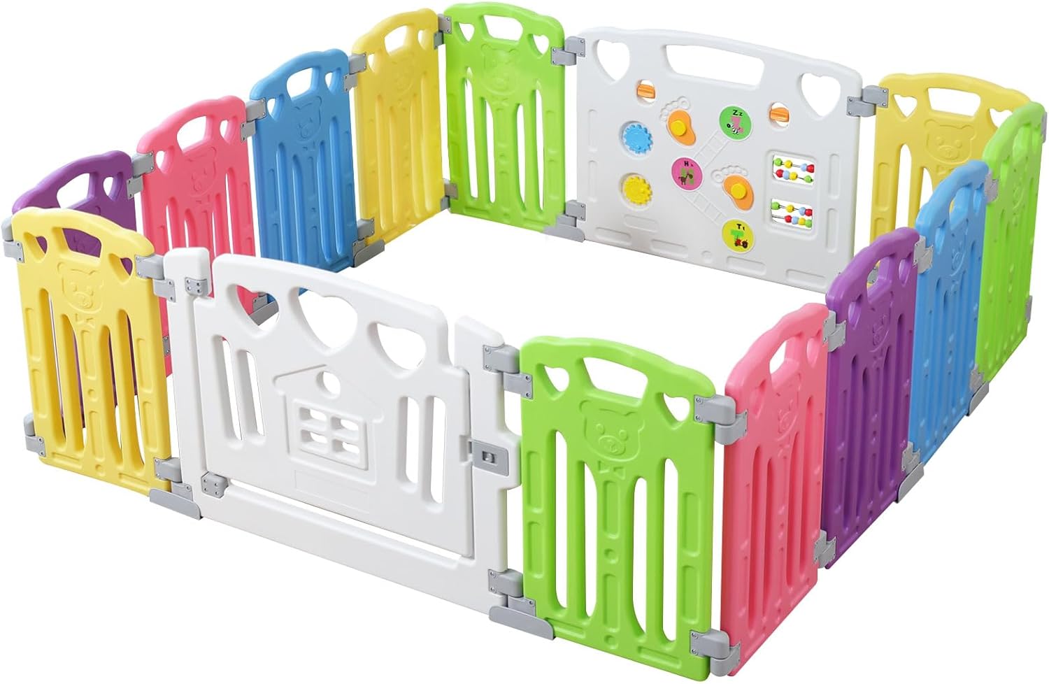 Baby Playpen Kids Activity Centre Safety Play Yard Home Indoor Outdoor New Pen (Multicolour, Classic Set 14 Panel) (Multicolour 14 Panel)