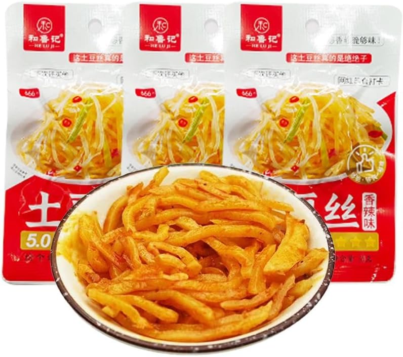 Spicy Shredded Potatoes,Hot Sour Potatoes (5/10/20bags) Side Dishes,Mala Latiao,Potato Chips,Vegan,Spicy Bar Snacks,Vegetables,Leisure Food,Delicious Chinese Snack Gifts (spicy,2bags)