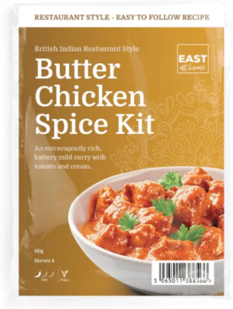 East at Home Butter Chicken Spice Kit – Authentic Indian Spices for Rich and Creamy Curry, Easy to Use Blend for Quick, Delicious, and Restaurant Quality Meals at Home (1 pack)