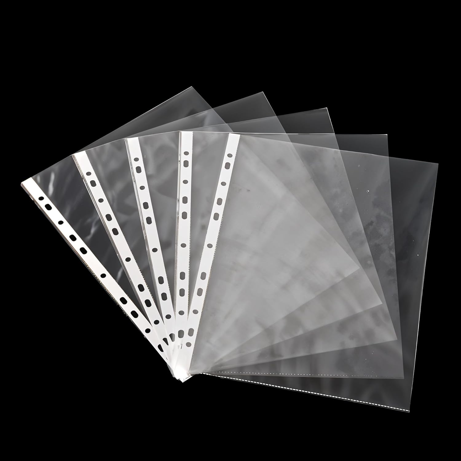 ASPIRE UK 50 Punched Pockets A4 Plastic File Jackets 11 Holes Top Opening Poly Plastic Folders for Ring Binder File Folders Sleeve for Office, School and Home Organization