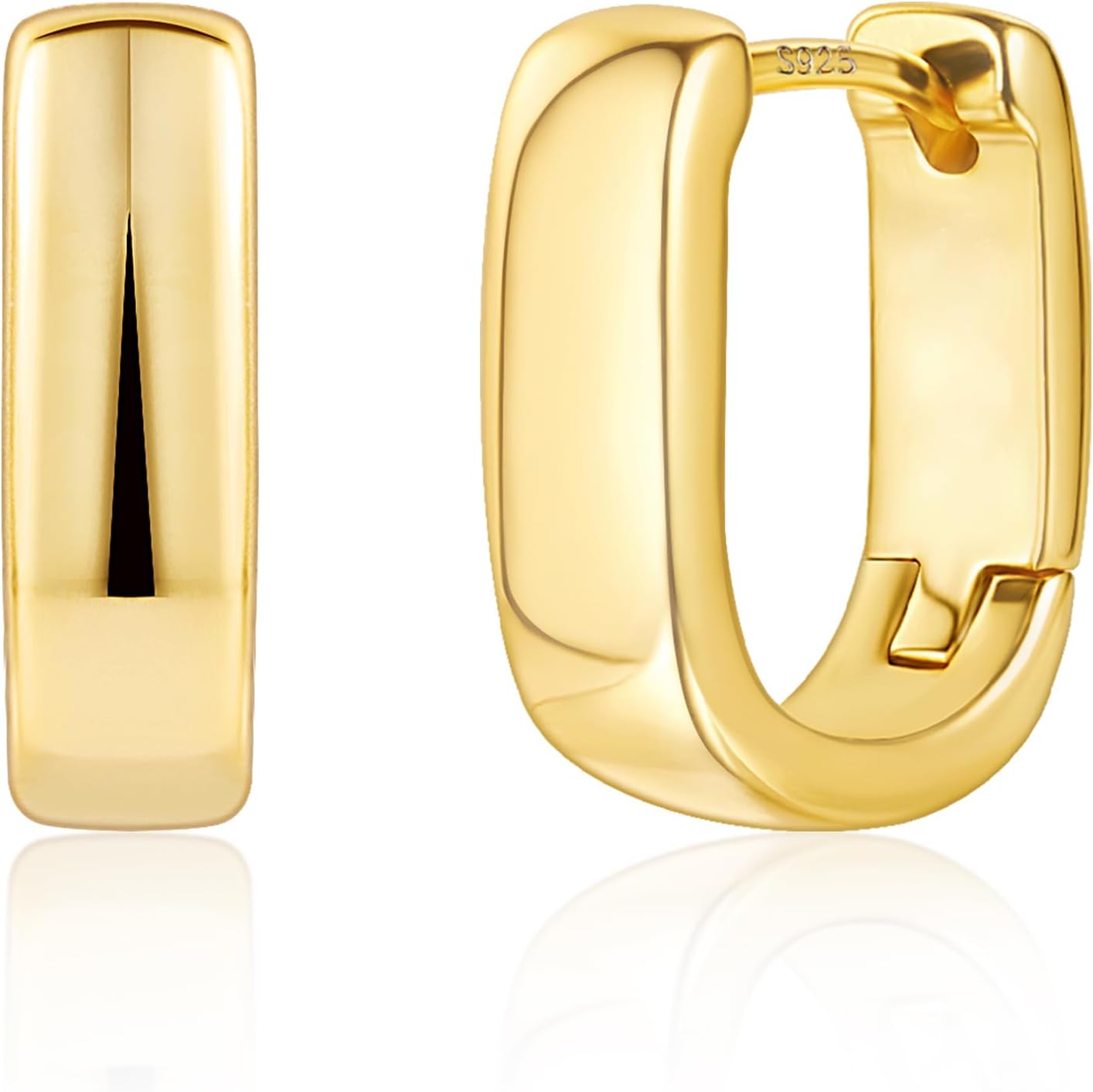 ALEXCRAFT Hoop Earrings for Women, Gold Silver Small Chunky Hoop Earrings Hypoallergenic Small Thick Huggie Hoops Geometric Earring Minimalist Chunky Hoops for Women Girls