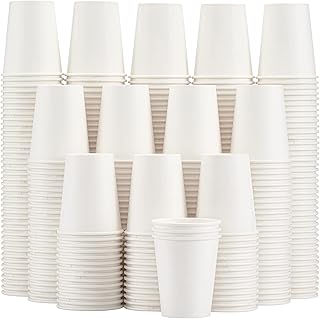 Lamosi 300 Pack Paper Cups 8 oz, Disposable Coffee Cups, Paper Coffee Cups 8 oz, White Hot/Cold Beverage Drinking Cups for Water Juice or Tea, Office Party Home Travel