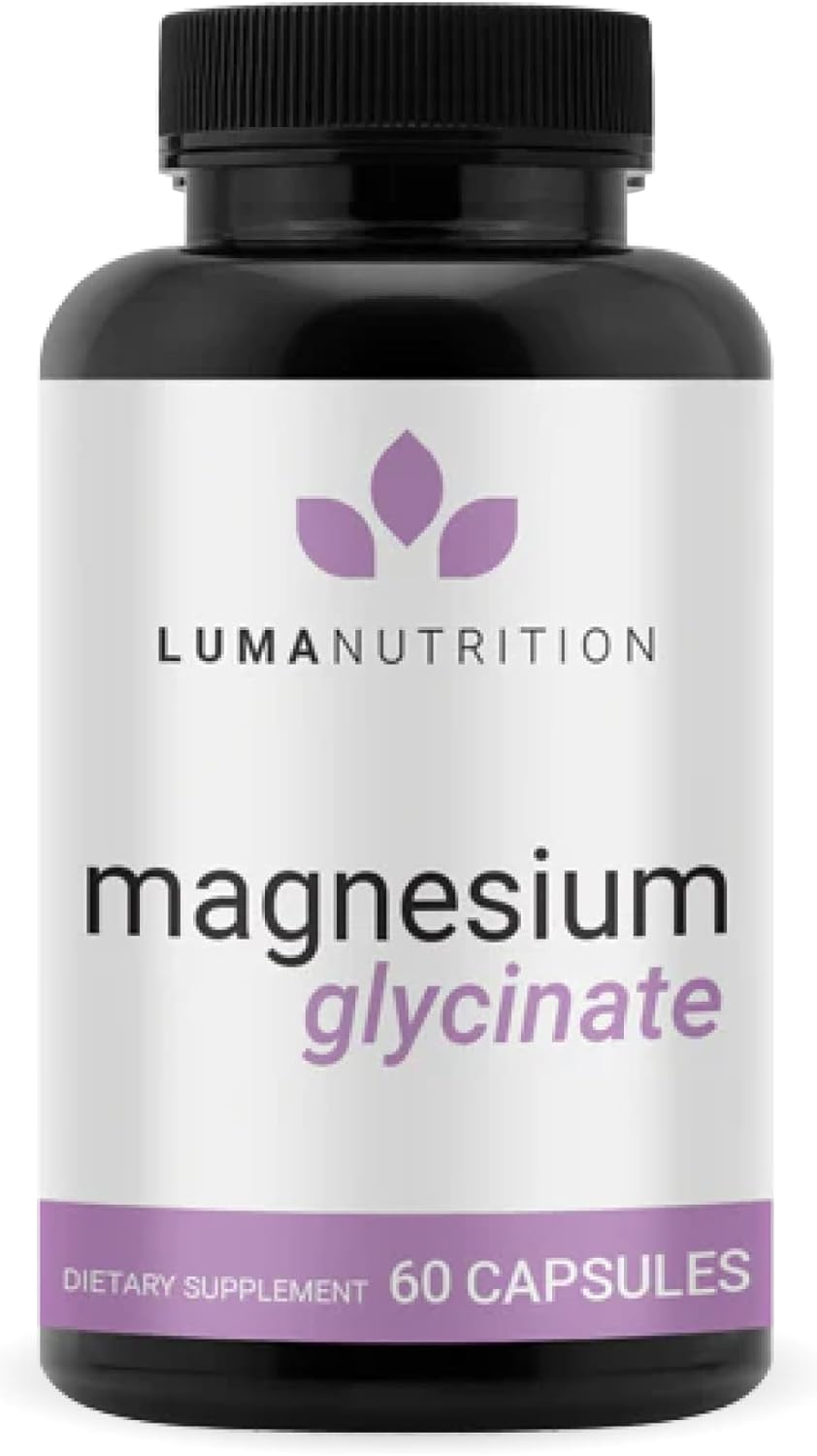 Luma Nutrition Magnesium Glycinate 1000mg - Support Stress, Sleep, Nerve & Muscle Health - 500mg Pure Magnesium Supplement Capsules - Chelated for High Absorption - 60 Veggie Capsules