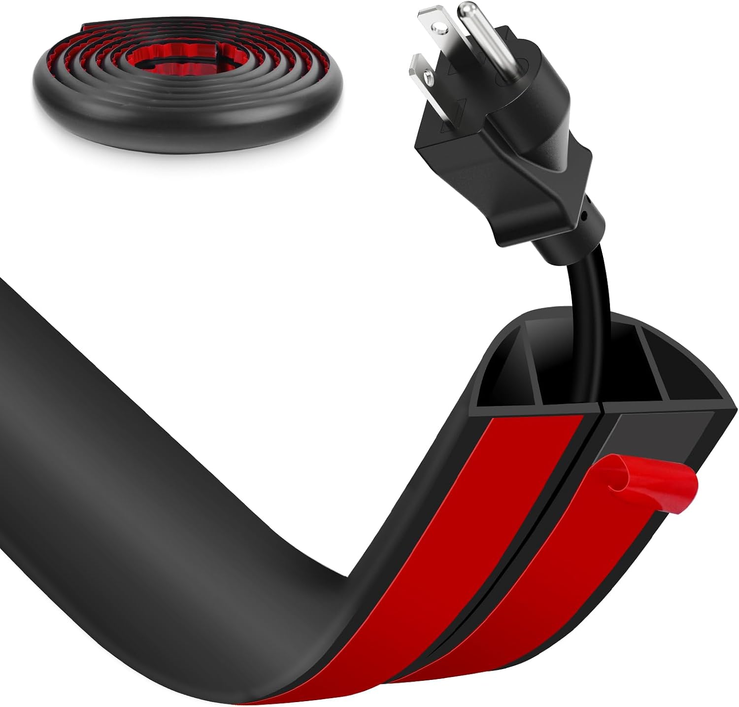 Floor Cord Cover, Wire Cover, Self Adhesive Cable Covers, Protect Cables & Prevent Trip Hazards For Office Home Factories Garages Flexible Cords Hider On Floor Wall