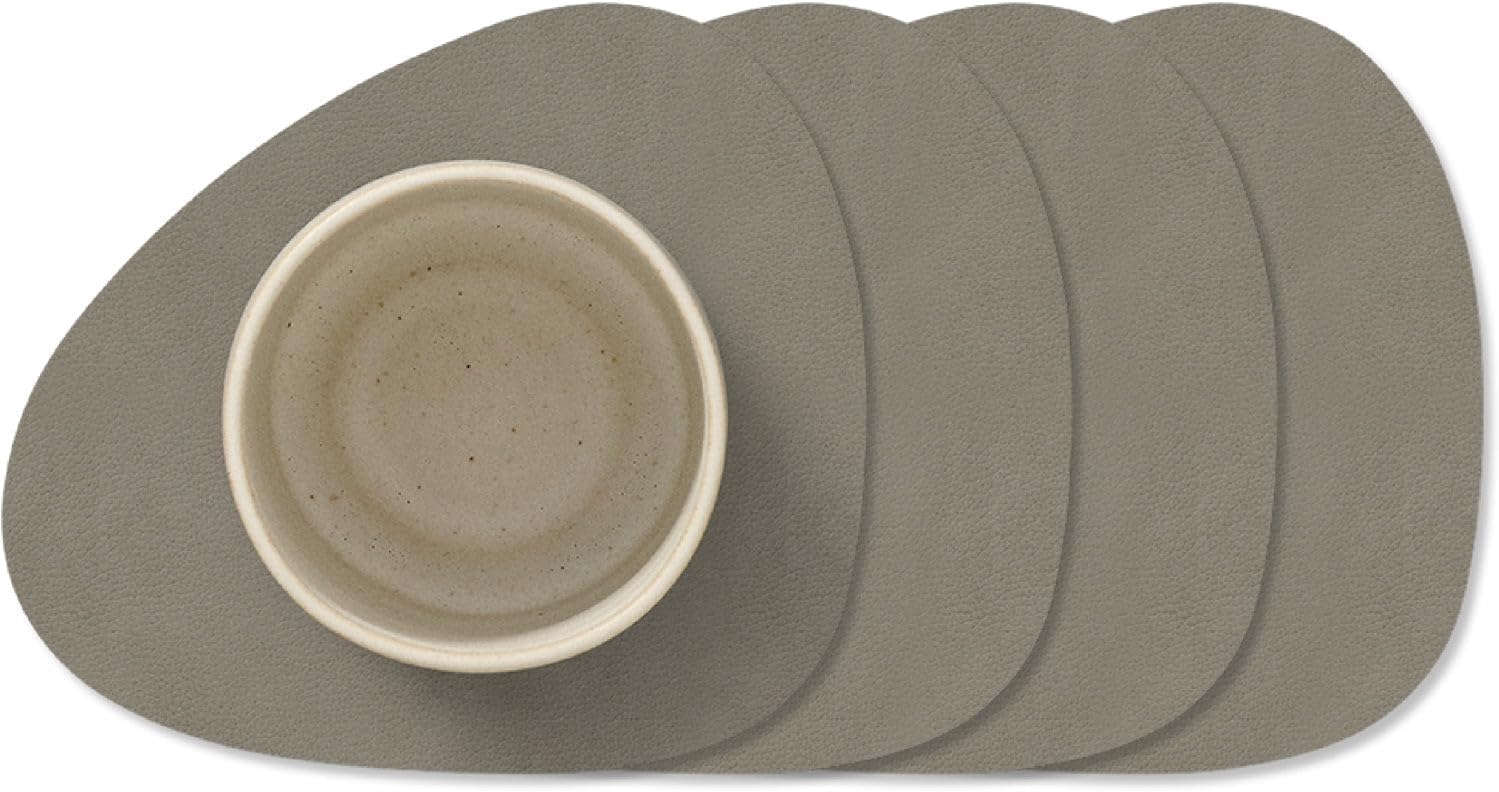 Lind DNA Nupo Coasters - Leather - Slate Grey - 13 x 11 cm - 4 Pieces