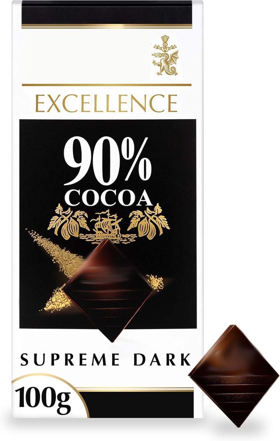 3 x Lindat EXCELLENCE 90% Dark Cocoa – Rich Intensity, Premium Swiss Chocolate Bar – 100g