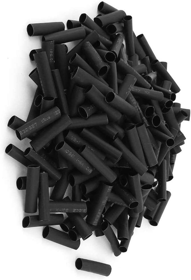 200pcs Wrap Hydraulics, Pneumatics & Plumbing Wire Black 6mm Dia Heat Shrink Tube Push-in Plugs Sleeving 2:1