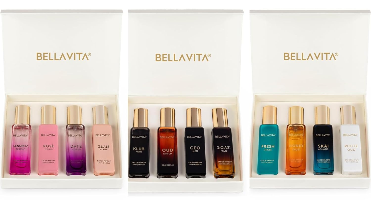Bella Vita Luxury Mega Combo - Men's, Women's & Unisex 3 in 1 Combo | 12 fragrance in one Pack | 12 * 20 Ml