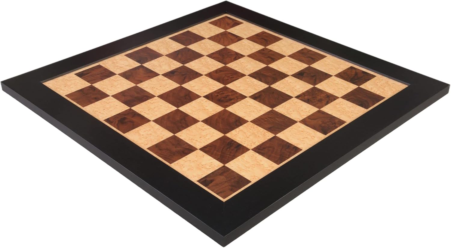 The House of Staunton Signature Traditional Chess Board - 2.5" Squares (Walnut Burl, Genuine Ebony & Bird's Eye Maple)
