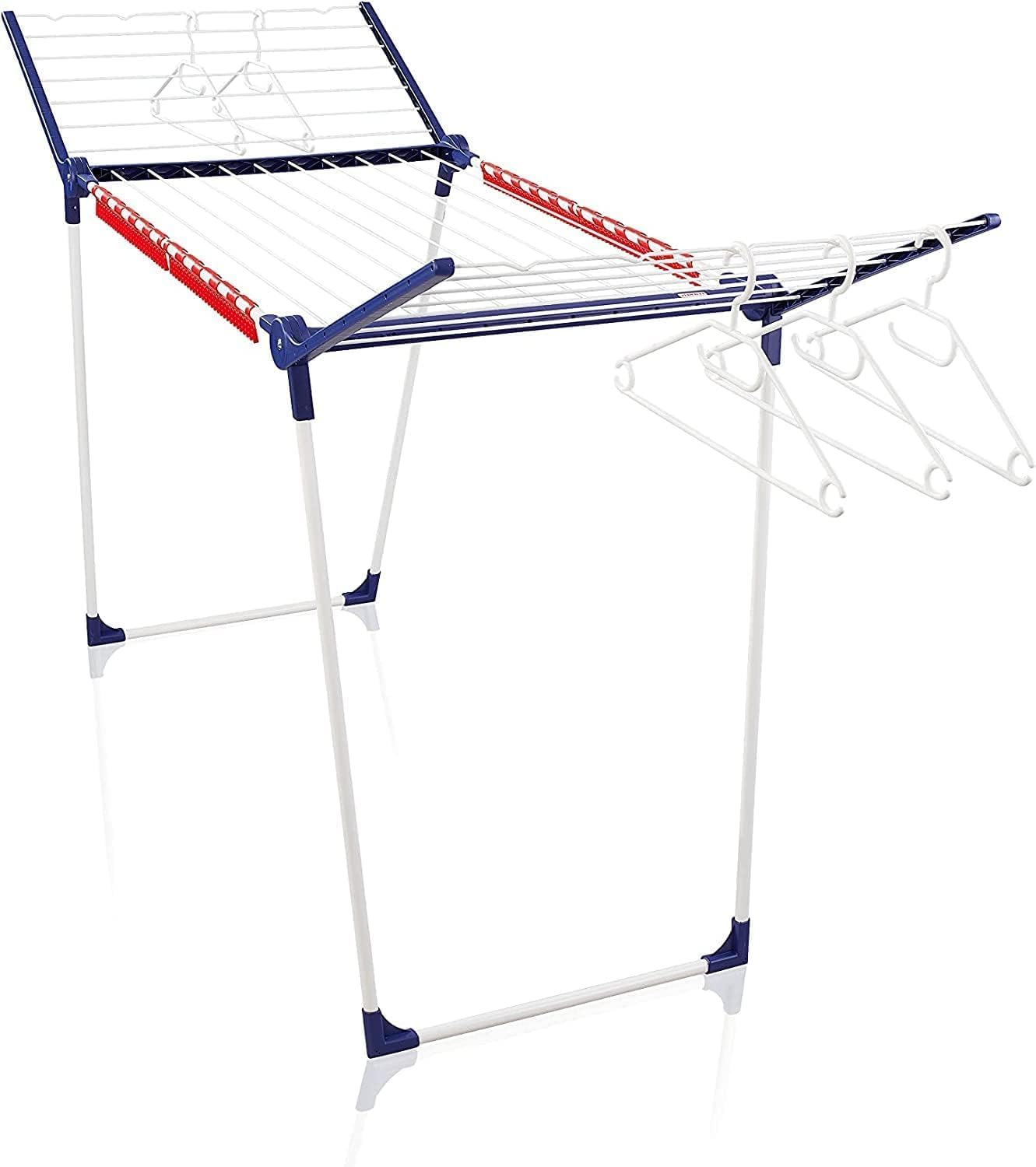 Leifheit Pegasus 200 Solid Standing Clothes Airer with Accessories, Folding Clothes Rack for Outdoor and Indoor, 20 m Clothes Horse with 4 Clips for Drying Small Items and 5 Hangers [Amazon Exclusive]