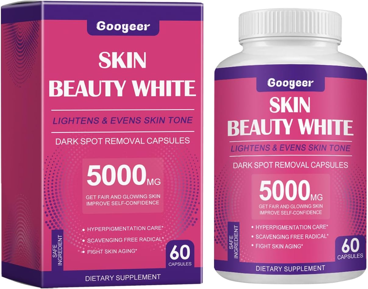 Skin Beauty White 5000mg Dark Spot Removal Capsules,Skin whitening Supplement,60 Capsules