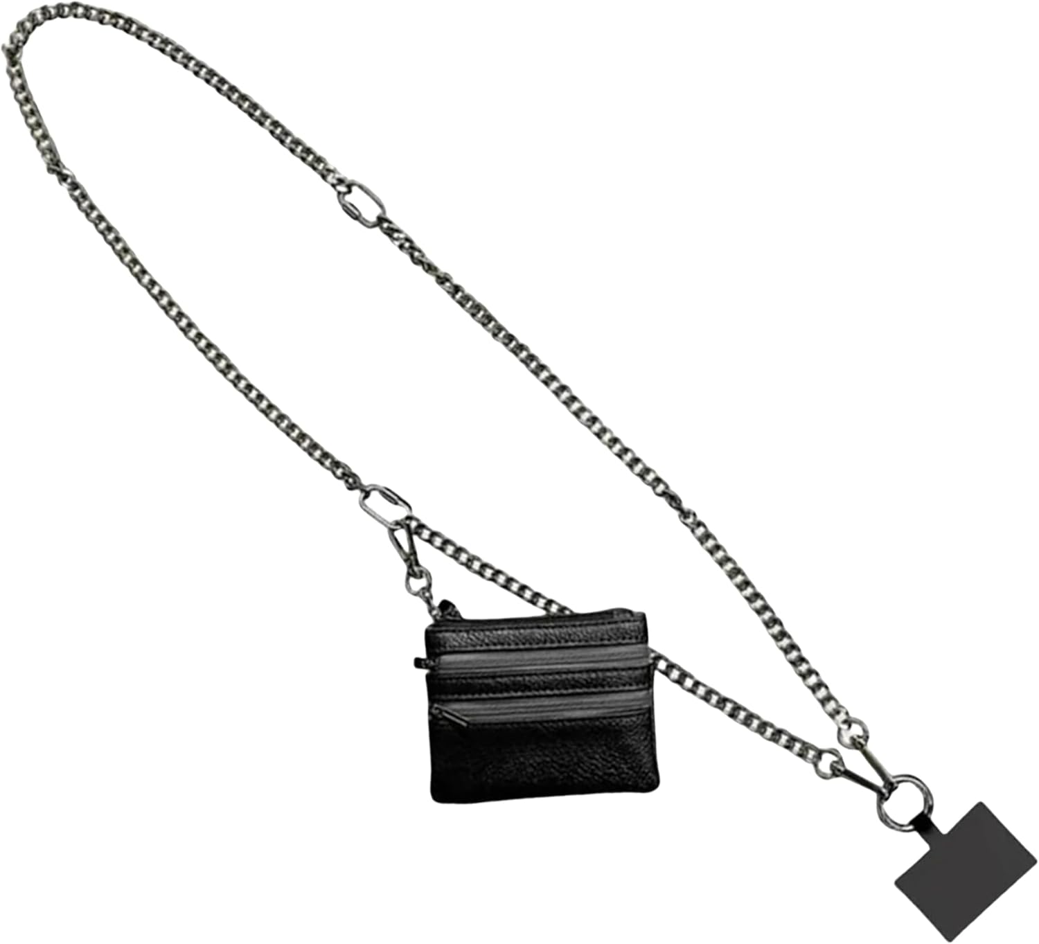 Phone Strap with Zippered Pouch, Crossbody Cell Phone Strap, Adjustable Clip and Go Phone Strap with Wallet, Crossbody Phone Strap for All Occasions (Black)