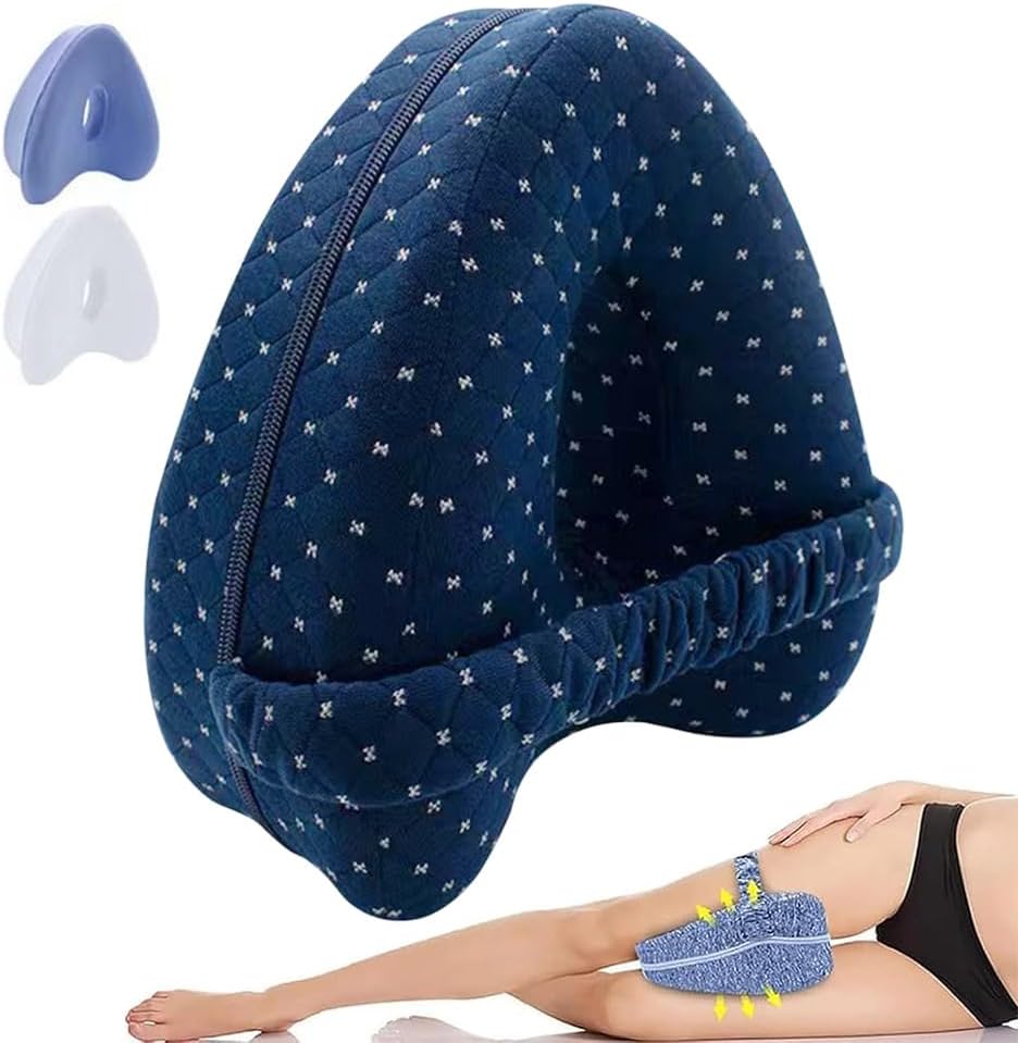 BIZOI Knee Pillow for Sleeping on Side, Alignment Pillow, Pregnancy Bed Leg Cushion, for Sleeping, Pregnancy, Relieving Leg, Back, Knee Pain, Side Sleepers Hip Pain, Sciatica(Navy)